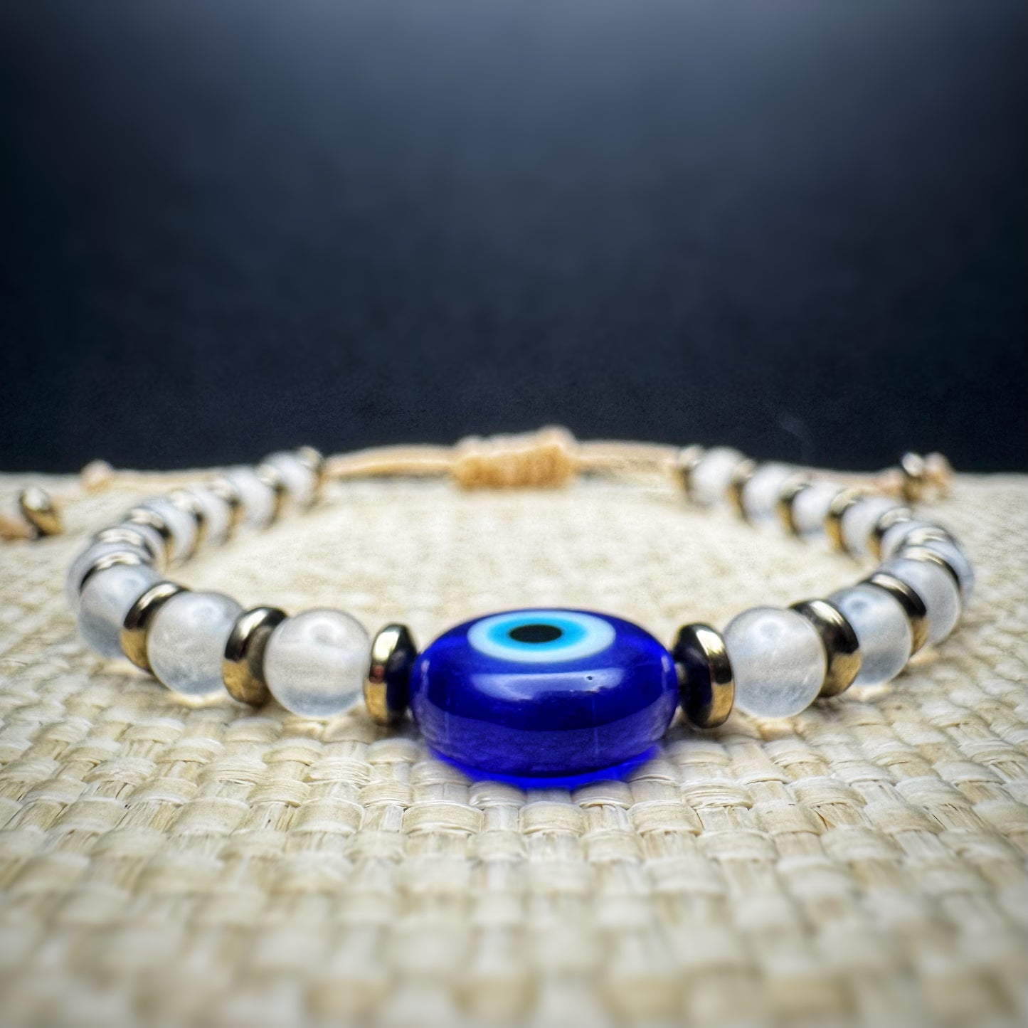 Evil Eye Protection Bracelet with Selenite and Pyrite