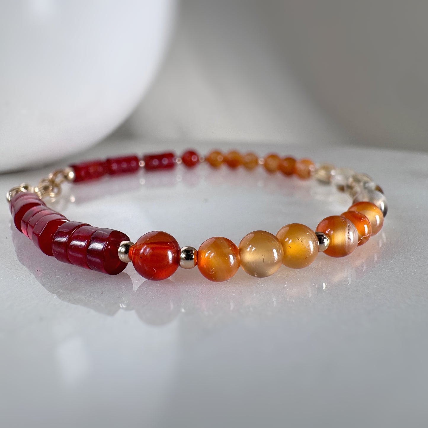 Citrine Carnelian Beaded Bracelet, 14k Gold Filled, Abundance, Motivation, Confidence Jewelry